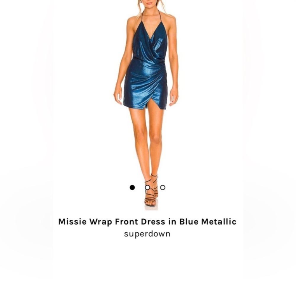 Superdown Blue Ruched Halter Mini Dress